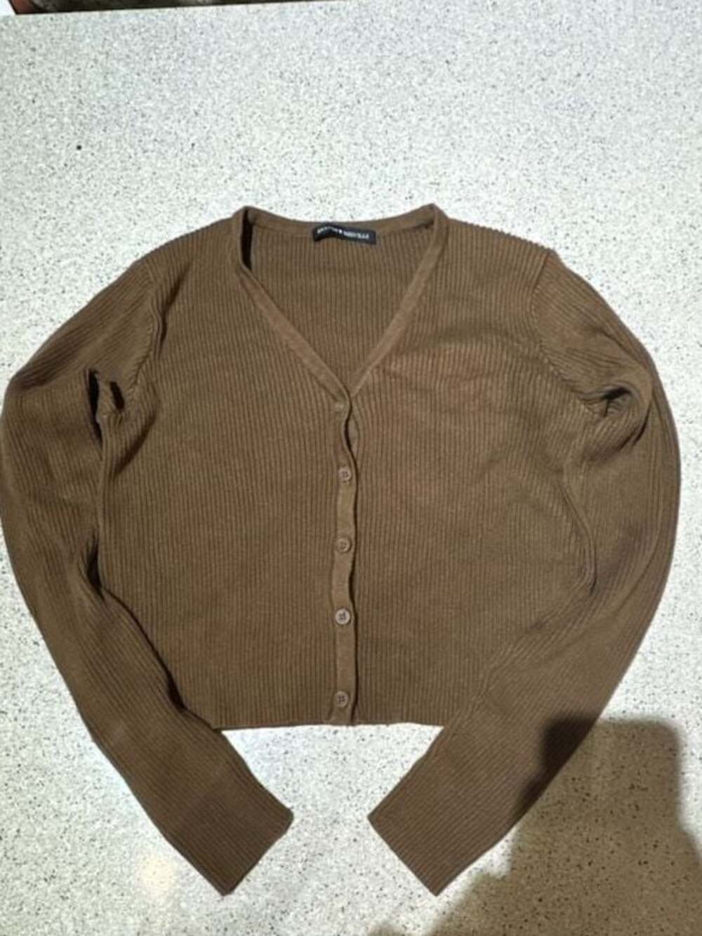 Brandy Melville Brown Shannon Ribbed Knit Button Up Cardigan Sweater
